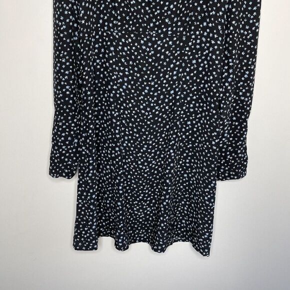 MADEWELL Dress Womens 2 Long Sleeve Mini NEW Ditsy Floral Black Blue NM453 - Picture 7 of 15